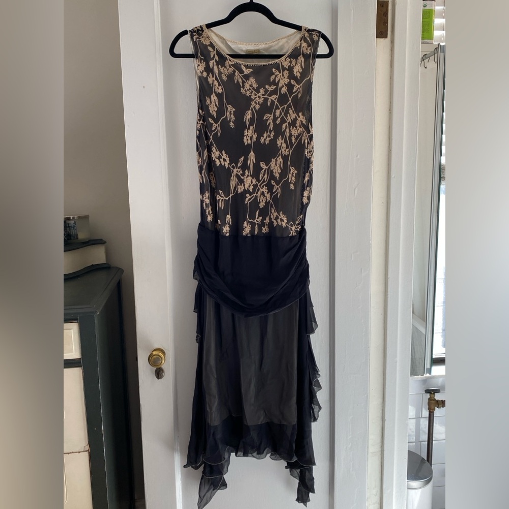Max Studio Elegant Black Floral Maxi Dress -XL